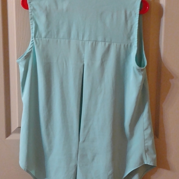 Stacey Summers Blue Size Large Sleeveless Collared Button Up Shirt Blouse Top - Picture 5 of 7